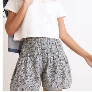 Madewell Smocked Pull-On Shorts in Florentine Floral